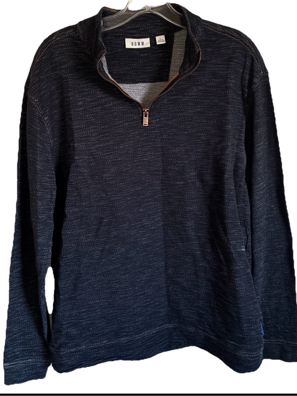 ROWM- Men's Dark Navy 1/4 Zip-Front Pullover Sweater Sz large